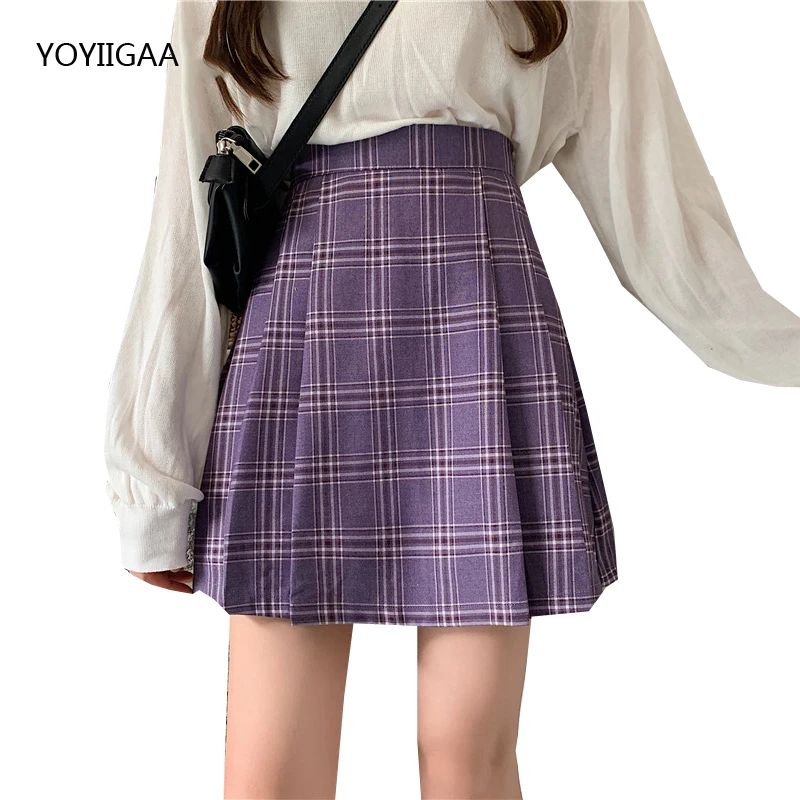 Милая женская юбка с высокой талией Женская плиссированная в стиле преппи