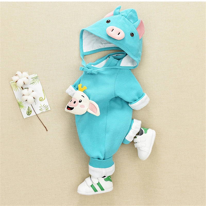 Комплект с длинными рукавами и рисунком поросенка Одежда для новорожденных