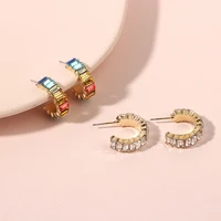 bohemian crystal earrings female fashion round earrings baroque national style rainbow color rhinestone earrings