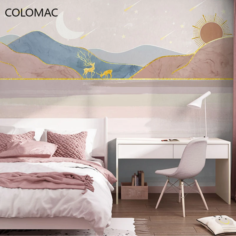 

Colomac Custom Phnom Penh Elk 3D Wallpaper Light Luxury Modern Simple Living Room Decoration Mural Room Decoration Dropshipping