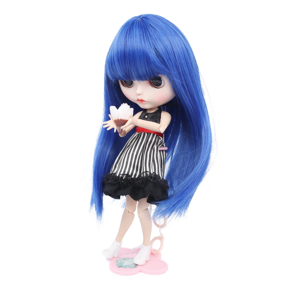 Кукольный парик волосы для кукол голубая длинная челка прямые аксессуары сделай