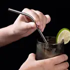 Многоразовый, прочный, 1 набор, металлическая соломинка, 7 цветов, s металлическая соломинка, без заусенцев, для вечерние