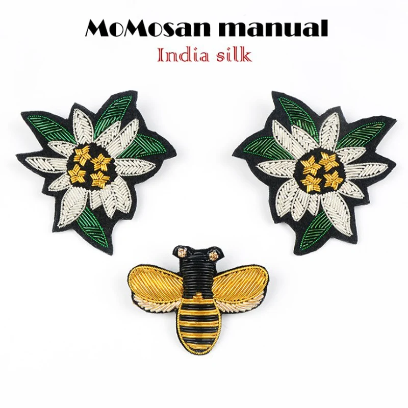 

Indian Silk Jewelry Handmade Embroidery Badges Corsage Cloth Stickers Bee Plant Creative Cartoon Brooch Female Accessories
