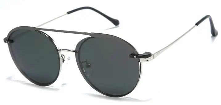 silver gray 2 в 1 Солнцезащитные очки женские мужские модные магнитные украшения адсорбционные поляризованные очки для вождения круглые прозрачные линзы с солнцезащитными очками UV400 - Цвет линз: silver gray