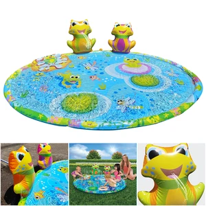 Summer Kids Inflatable Frog Water Splash Play Pool Playing Sprinkler Mat Yard Outdoor Fun Multicolour Fun Water Cushion Kid Gift