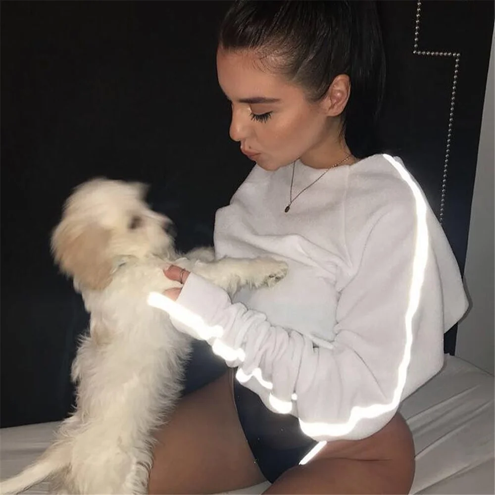 Футболка с о образной горловиной Вельветовая однотонная светоотражающая