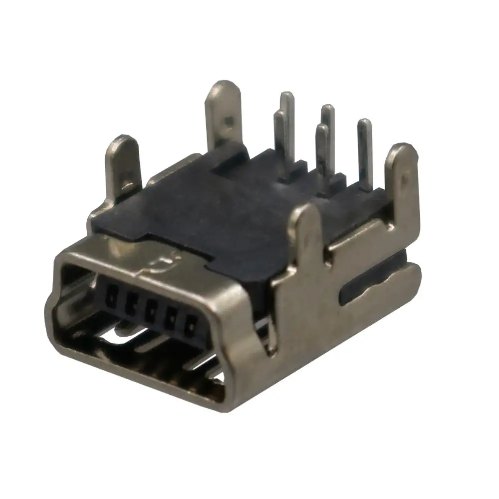 100 шт. мини USB Тип B Женский 5Pin правый угол 90 Степень погружения 4 ножки гнездо
