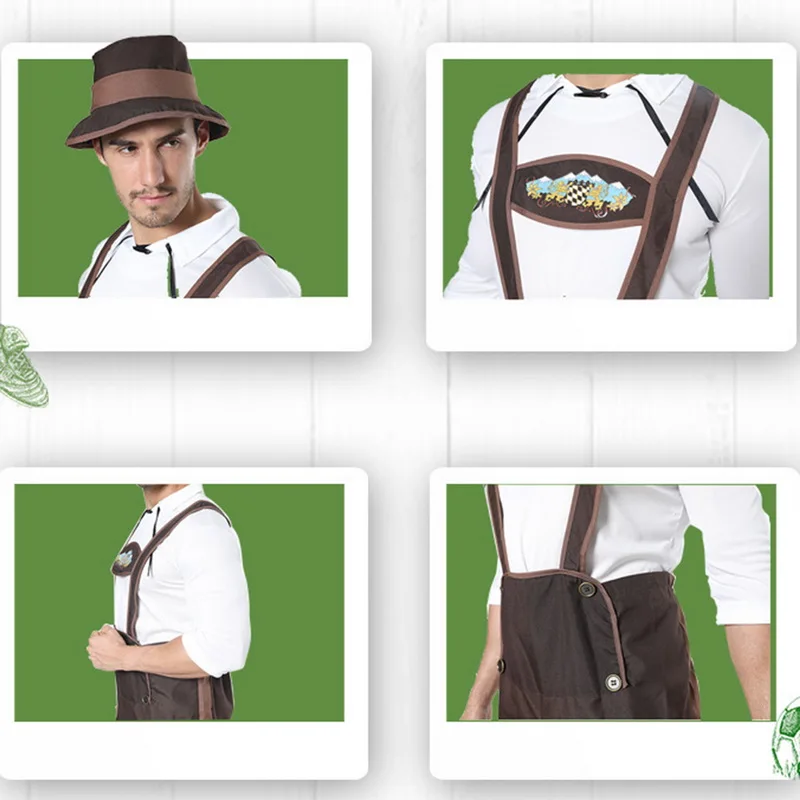 

Vogue Beer Festival Men Costume Hat Pants Suit Oktoberfest Party Halloween Stage Performance Props Cosplay Clothing Men