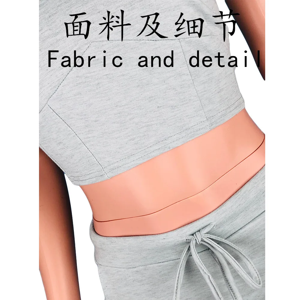 

Casual Hooded Two Piece Set Trousers Pants Set Crop Top + Long Pants Has Stretch Sportwear Tracksuit Summer Clothes For Women
