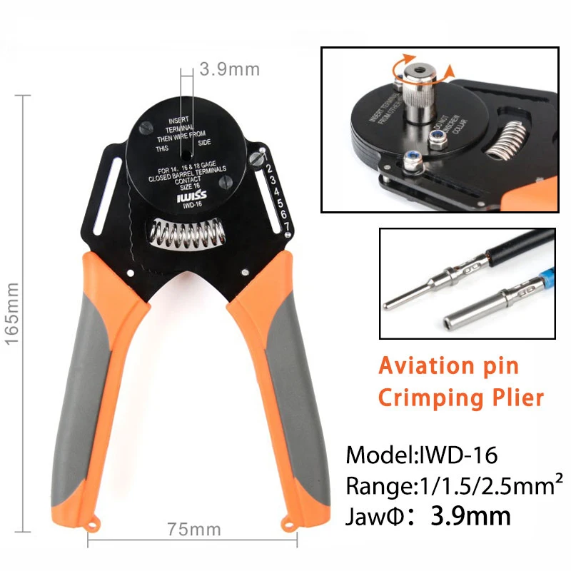IWD-16 Crimper aviation pin piller Hand Tool for Deutsch connector Deutsch DT,DTM,DTP terminal w2 Pliers 18/16/14 AWG