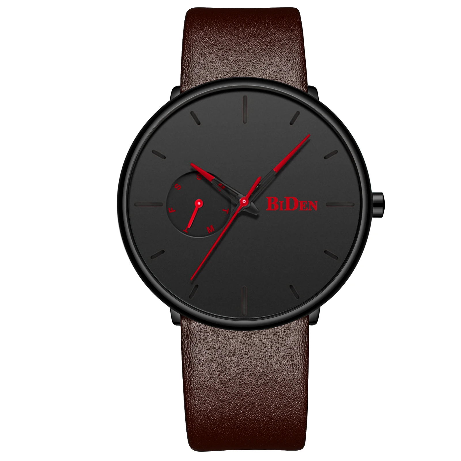 

BIDEN Top Brand Fashion Mens Clock Business Man Quartz Wristwatches Black Leather Strap Waterproof 2019 Fashion Casual Man Watch