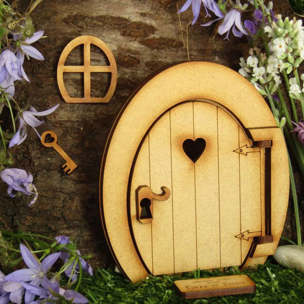 gift doll house vintage decoration wood ornament wooden craft micro landscape dollhouse garden miniature fairy elf door free global shipping