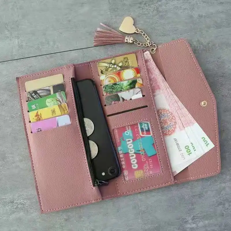 

Korean version wallet women's long Lady's purse large capacity hand bag sweet zero wallet female student mini card bag