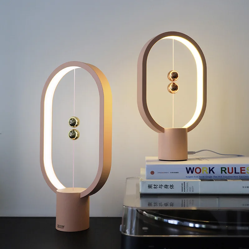 USB Rechargeable Mini Balance LED Table Lamp Ellipse Magnetic Mid-air Switch Eye-Care Night Light Touch Control