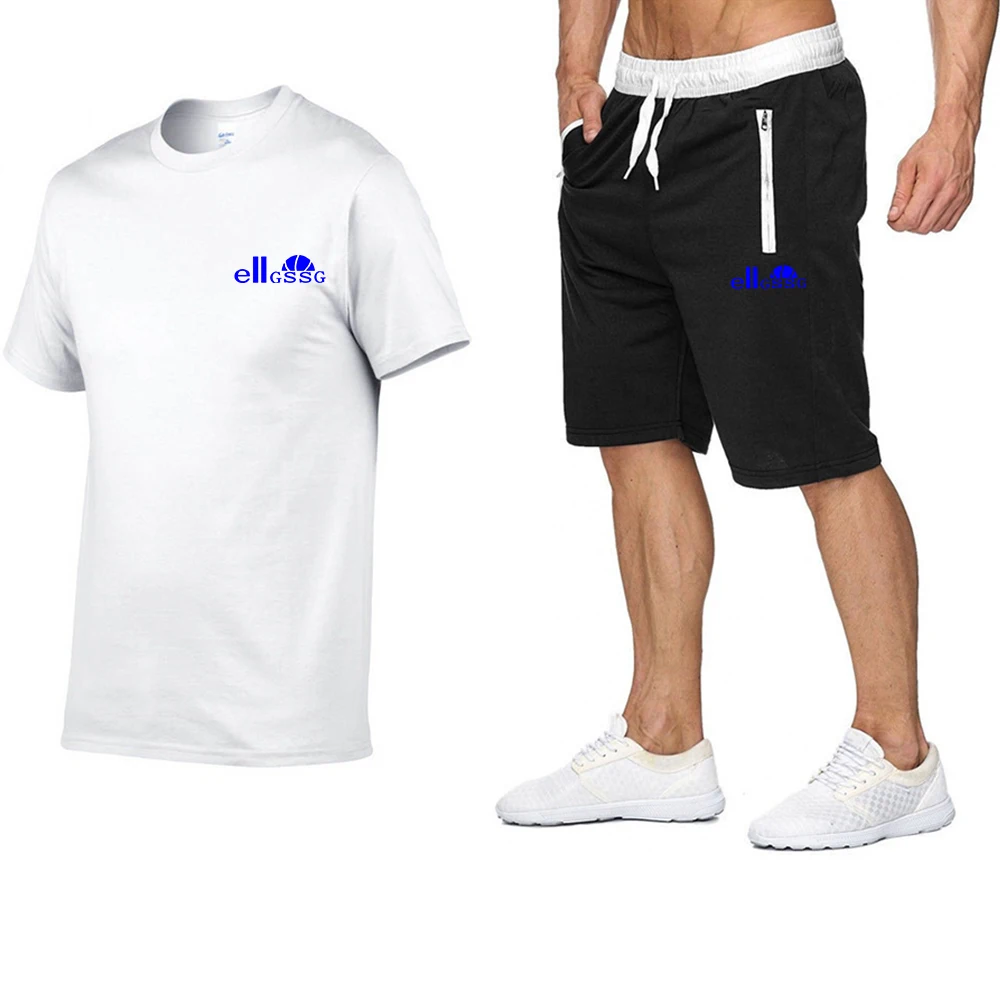 

Summer Men's Fashion Sports Suit Short Sleeve T-shirt + Zipper Pocket Shorts Breathable, Comfortable, Wearable Street Wear