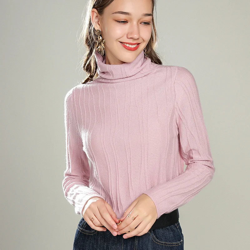 Женский Тонкий кашемировый свитер ALKMENE облегающий с высоким воротником одежда