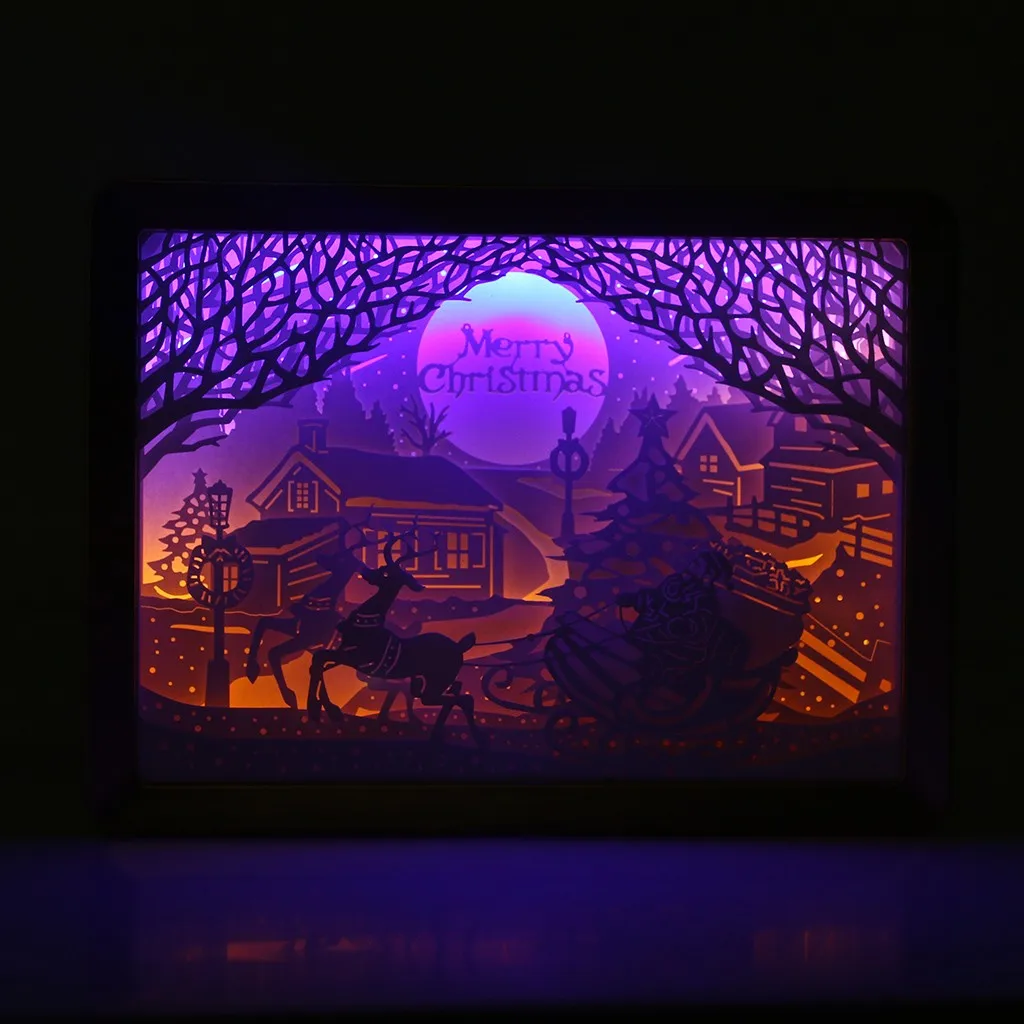 3D Бумажная резьба ночные светильники светодиодный Настольный светильник пара