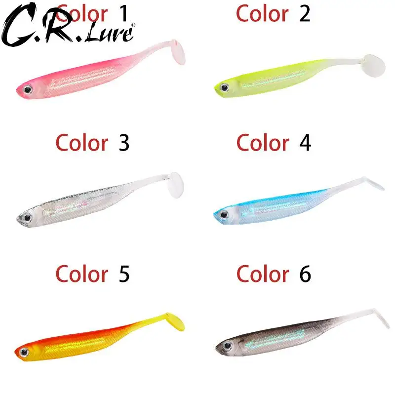 

10Pcs/lot Fishing Soft Bait 7cm 2.2g T Tail fish Fishing Lures Rainbow Color Sequin Swing Fishing Spinner Bait