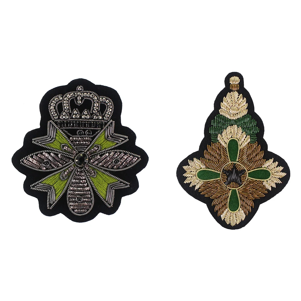 Индийская шелковая Корона пчела крест значки слитка проволока Аппликация из