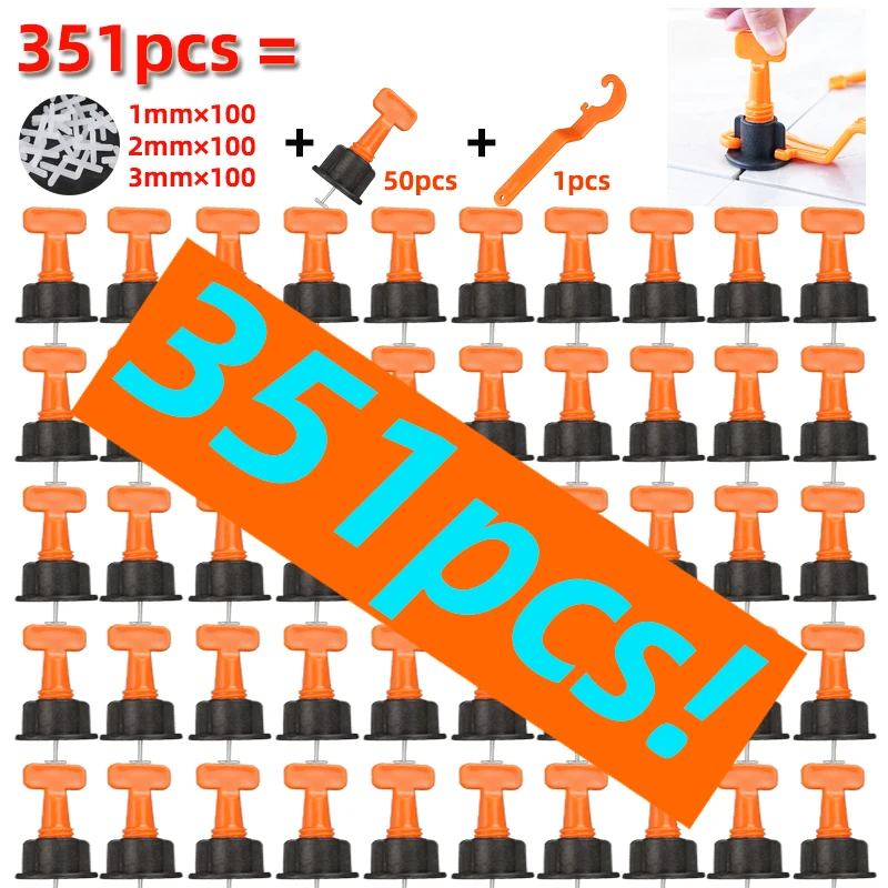 

Инструмент для выравнивания плитки 300 + 50 + 1 комбинированный уровень укладки плитки, клинья, выравниватели, выравнивающие колодки, позиционе...