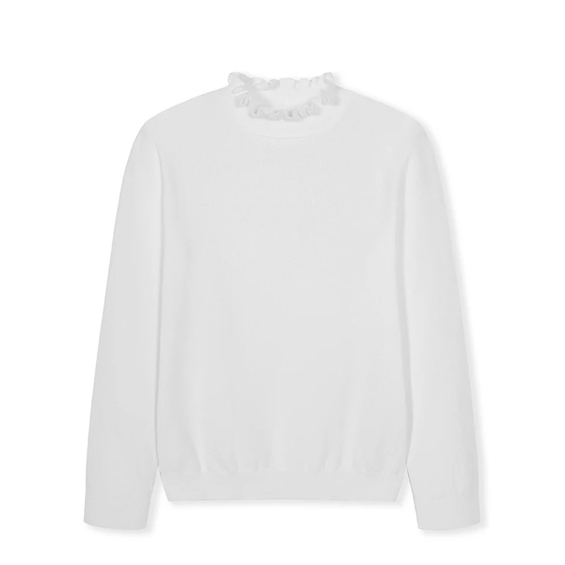 Balabala Children's wear shirts girls sweaters new autumn clothes big children pullover sweater simple female - Цвет: Original white