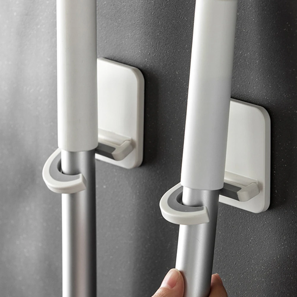 

Bathroom Door Wall Mounted Hooks Simple Kitchen Office Toilet Hole Free Hooks Strong Adhesive Mop Hook Broom Hanger
