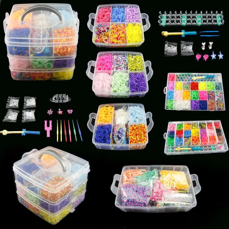 

Rubber Bands Weaving Set DIY Toys Loom Craft Kid Bracelet Braid Silicone Elastic Weave Bands Gifts for Girls