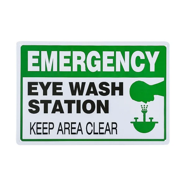

Vintage Metal Sign Safety Sign,"Emergency Eye WASH Station Keep Area Clear" 8x12 in