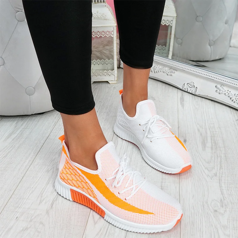 

2021 Women Vulcanized Woman Mesh Sneakers Female Lace Up Shoes Women's Round Toe Low Heels Ladies Comfortable Casual Footwear