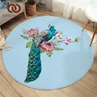 Постельное белье Розетка Павлин спальня коврик розовый цветок круглый ковер акварель Современная площадь ковер животное гостиная Alfombra 100 см
