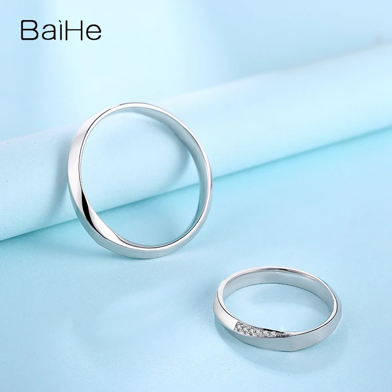 Обручальное кольцо BAIHE из 18-каратного белого золота с натуральными бриллиантами