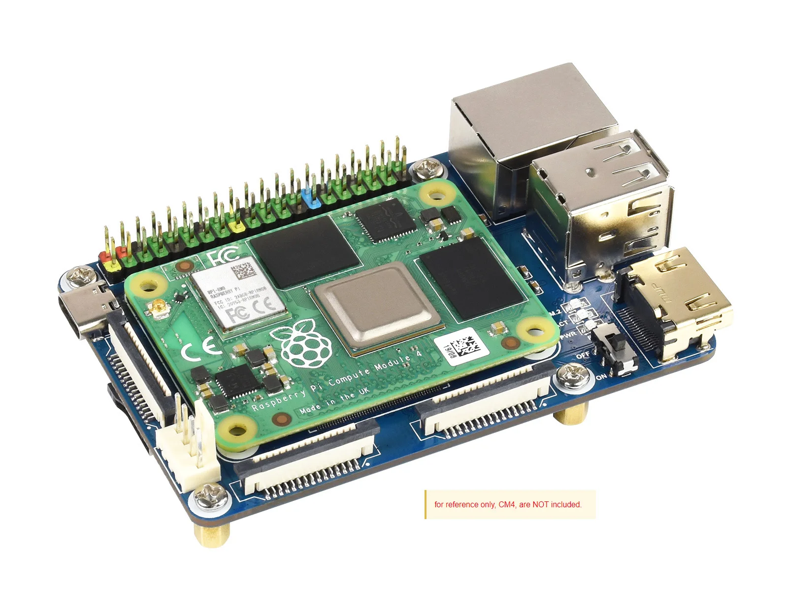 Базовая плата Waveshare Mini (A) для вычислительного модуля Raspberry Pi 4 встроенные разъемы в