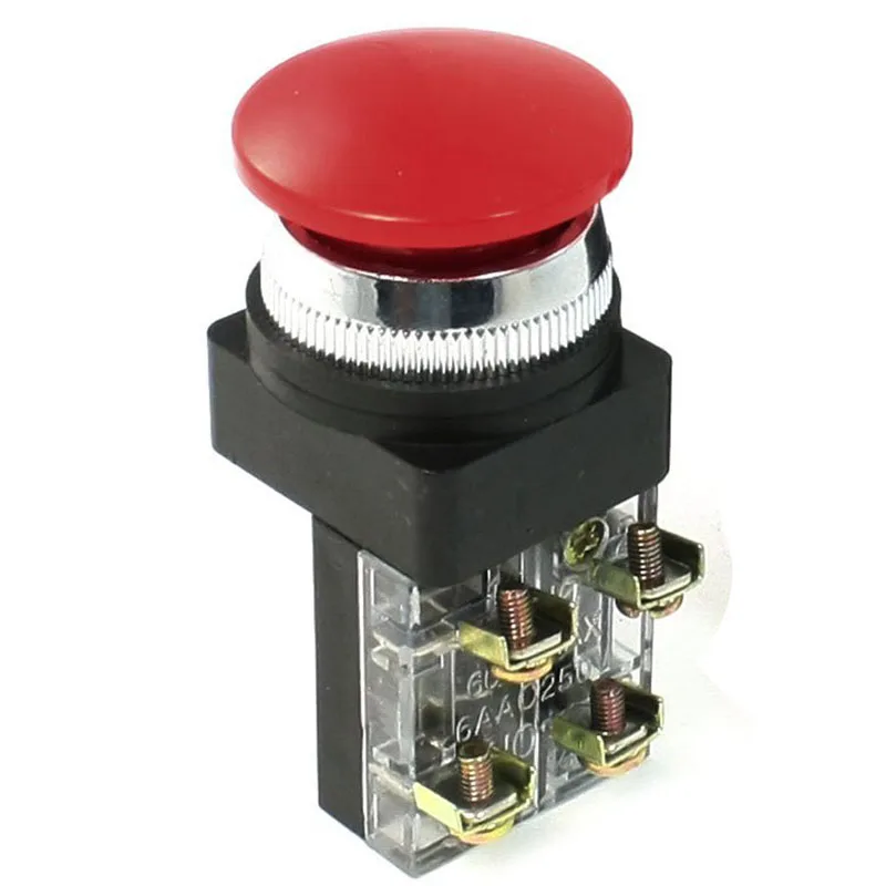 Красный Зеленый AC 250V 6A DPST мгновенный грибной головкой кнопочный переключатель |