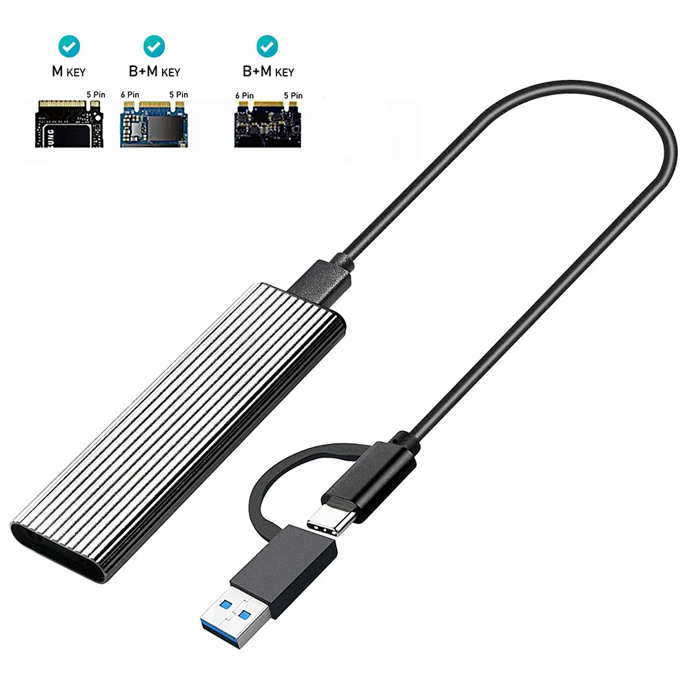 

Чехол для M2 SSD, футляр NVME M.2 на USB, адаптер SSD для NVME PCIE NGFF SATA M/B Key 2230/2242/2260/2280 SSD RTL9210B, двойной протокол
