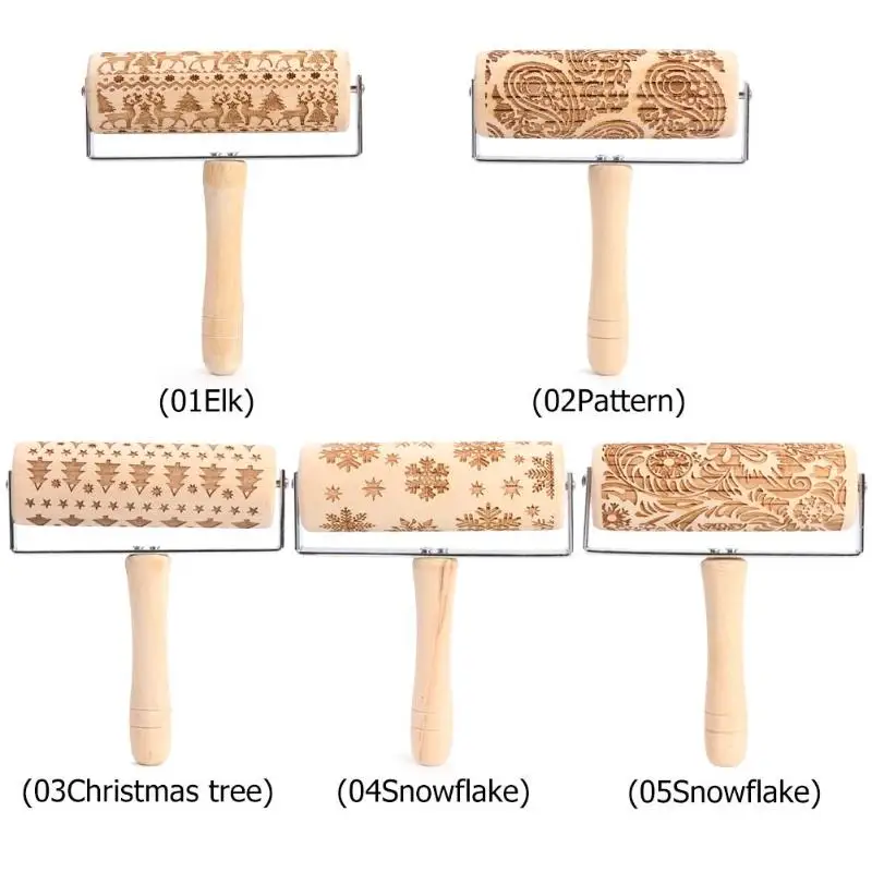 Рождественское лазерное тиснение Скалка тесто выгравированный ролик DIY