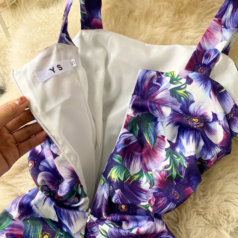 

Foamlina Vintage Women Floral Print Evening Party Bodycon Dress 2021 Summer Fashion Sleeveless Skinny Draped Ruffles Vestidos