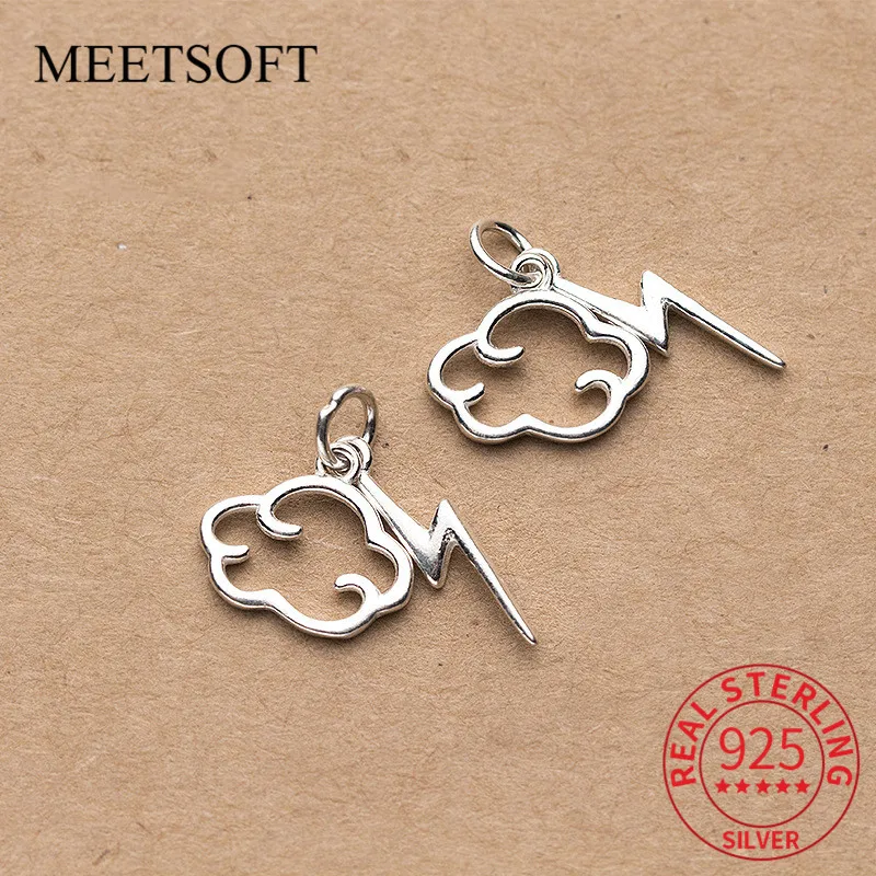 

MEETSOFT 925 простые серебряные подвески в виде облака и освещения для DIY украшения ожерелья в поисках ювелирных украшений ручной работы аксессу...