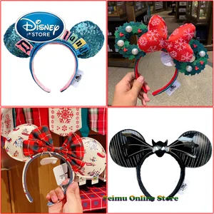 2022 new disney minnie mouse headband for women shanghai disneyland mickey ears sequin halloween cosplay accessories gift toys free global shipping