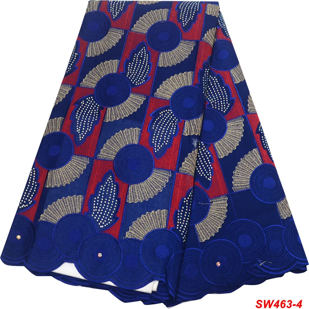 Высококачественная Африканская Хлопковая кружевная ткань с камнями швейцарская