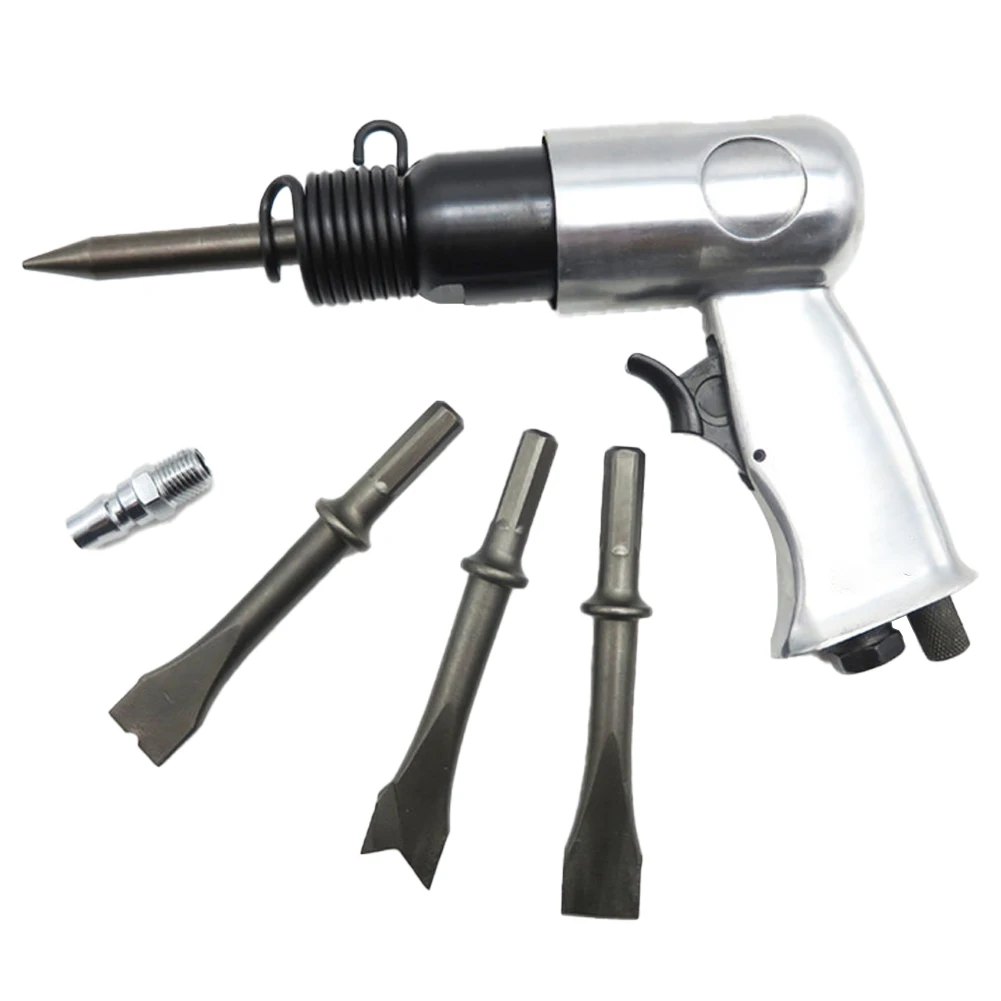 

150mm Silver Air Chisel Hammer Powerful Handle Pneumatic Air Chisel Hammer Heavy Tool Set Industrial Straight Type Air Hammer