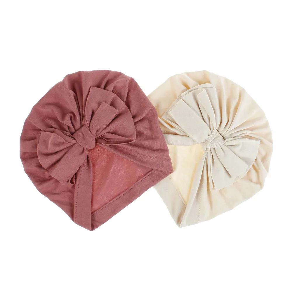 18 Цвета детская шапка мягкие хлопковые вязаные шапочки с бантом шляпа шапки Топ