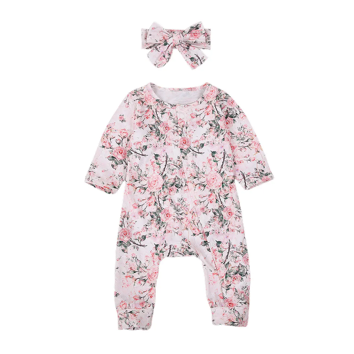 Для малышей с цветочным узором комбинезон принтом Детский длинным рукавом и