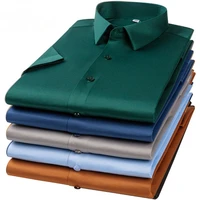 6xl non iron elasticity easy to take care business soft cozy no pockets white work shirt short sleeve shirt men slim fit