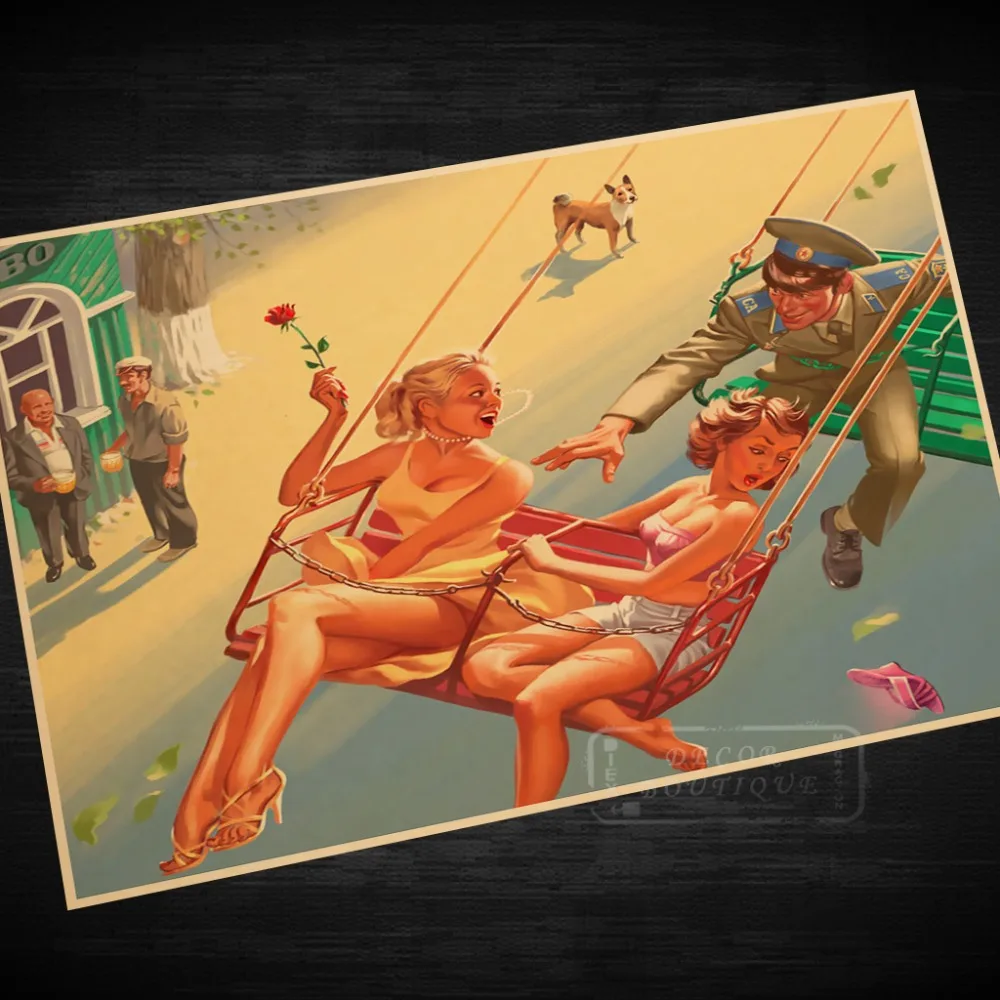 Картина на холсте в стиле СССР сделай сам винтажный постер ретро крутой пин-ап