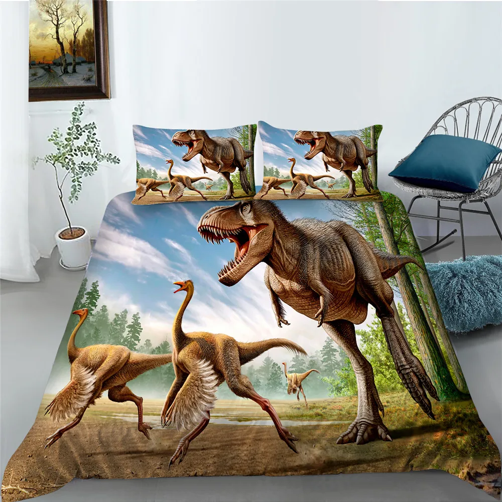 

3D Duvet Cover Dinosaur Printed King Queen Size Boys Girls Comforter Bedding Sets Soft Breathable Room Decorations