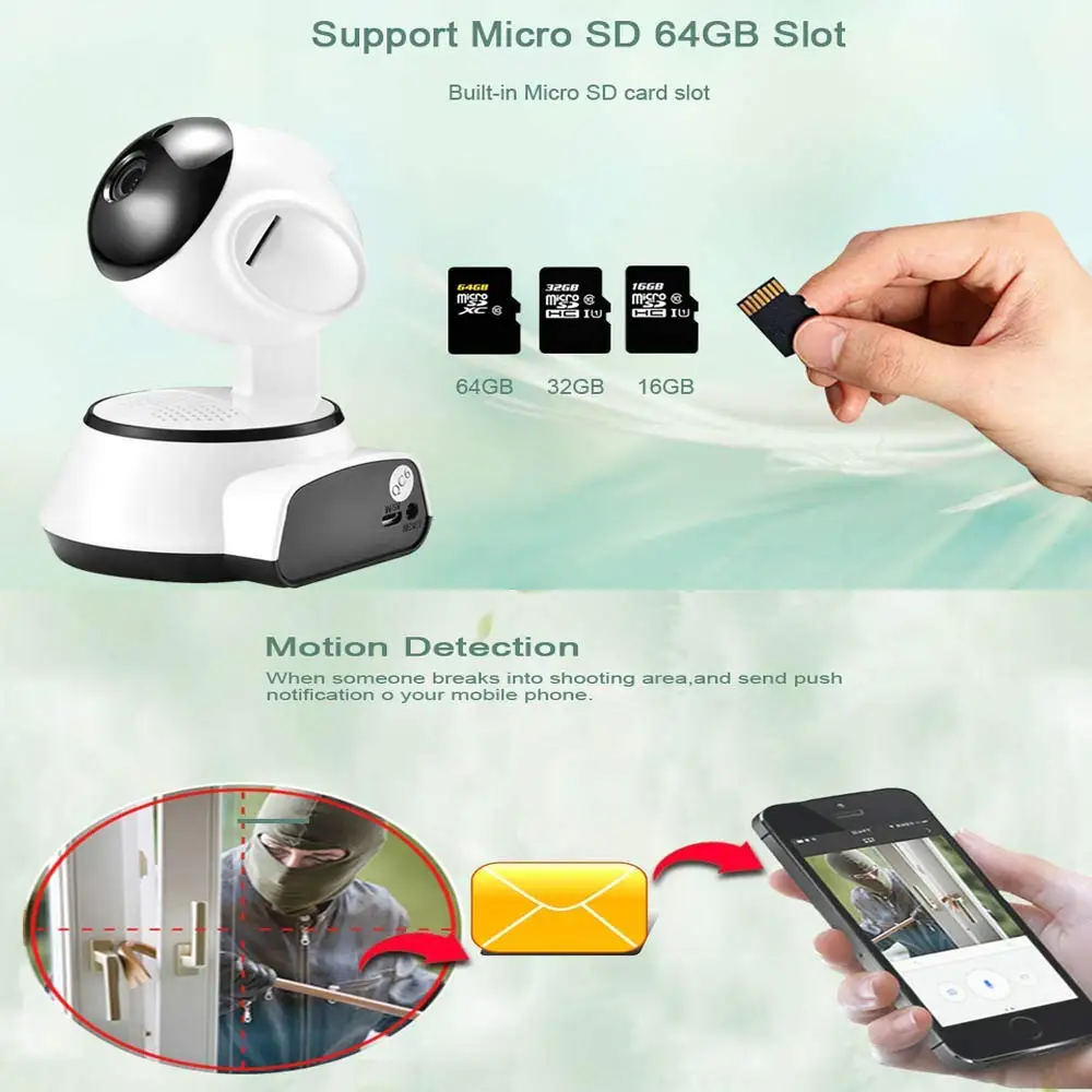 Домашняя камера видеонаблюдения YUNSYE беспроводная Инфракрасная с функцией