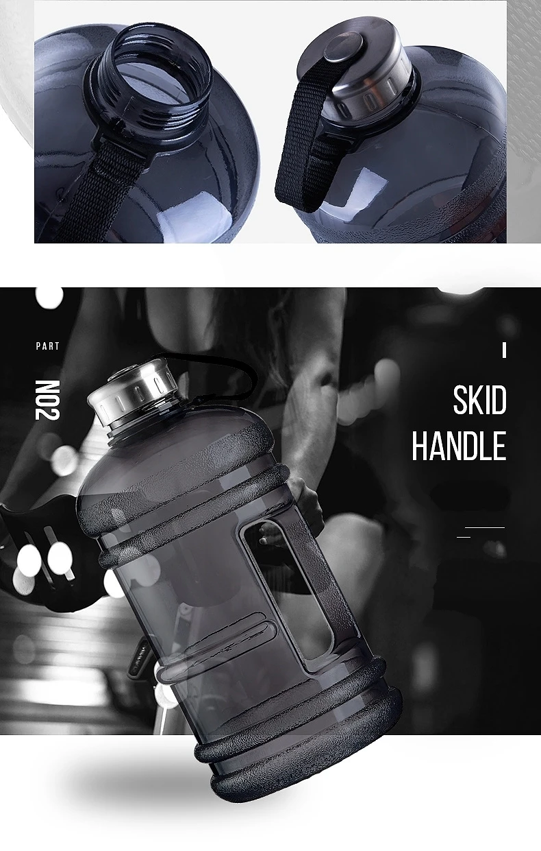 Soffe 2.2L большой Capcity 1/2 галлонов бутылка для воды Bpa бесплатно шейкер для протеина пластиковые спортивные бутылки для воды рукоятка тренажерный зал фитнес чайник