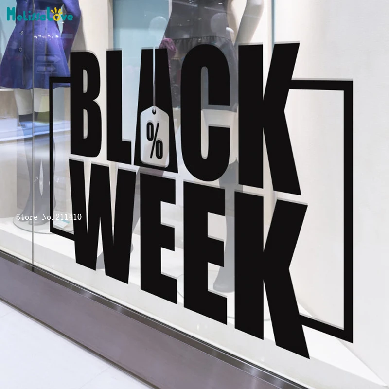 Черная неделя продажи слов оконные наклейки супер шоппинг фестиваль Магазин