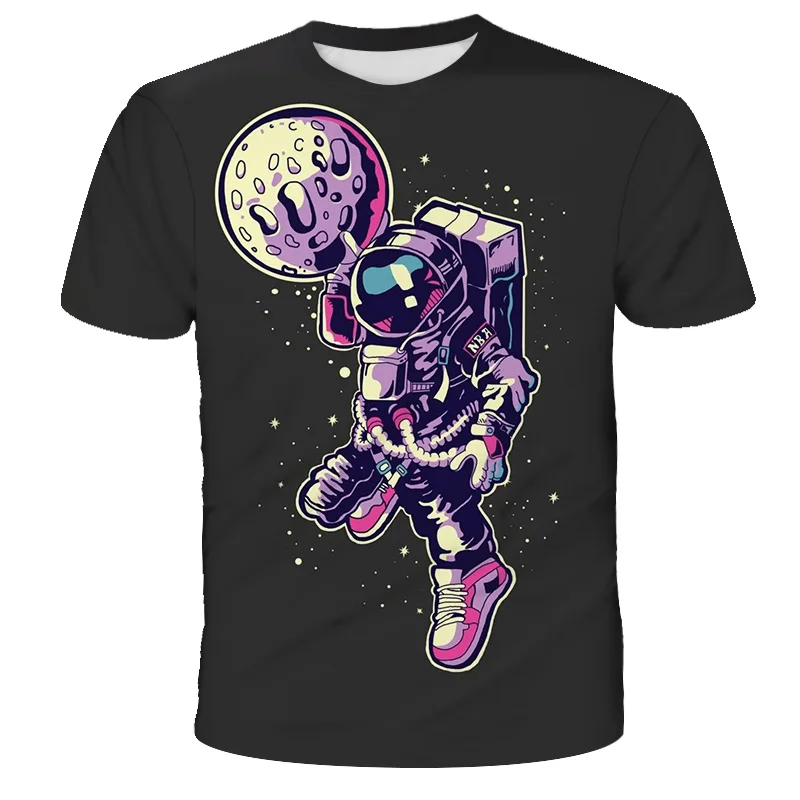 

Starry Sky 3D Astronaut Design Printing T shirt Kids Pattern Cool Casual Boys Girls Clothes O-Neck Short Sleeve Funny Summer Top