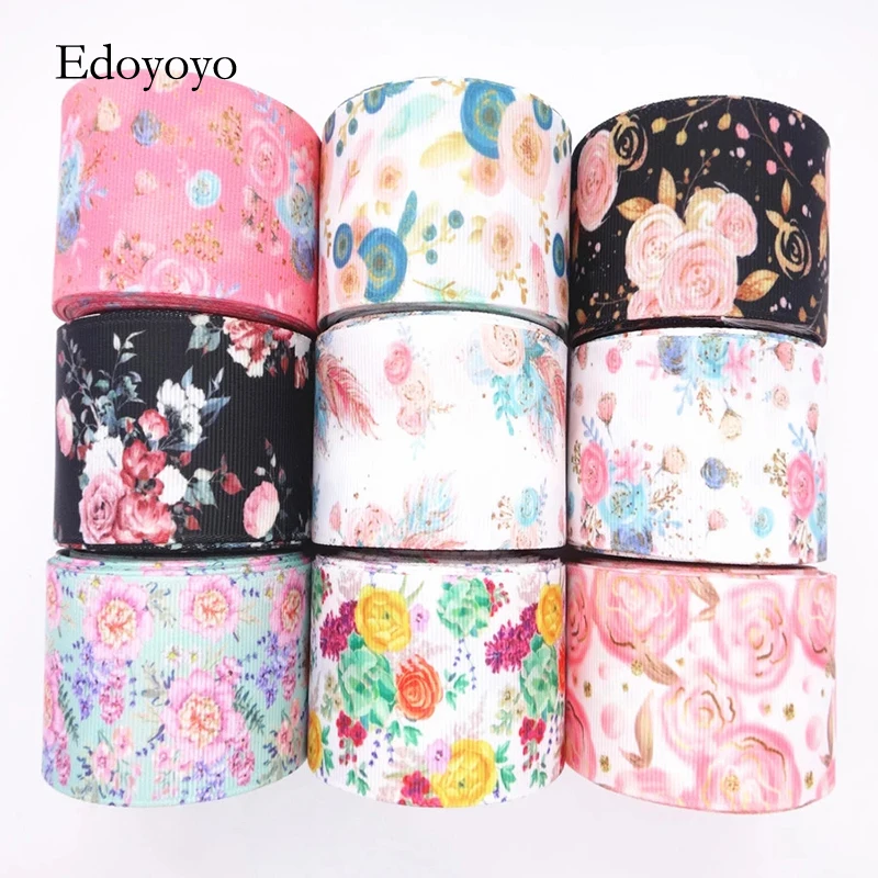 

Лента Корсажная с цветочным принтом для бантов, 10 ярдов, 1 дюйм, 25 мм/1,5 дюйма, 38 мм
